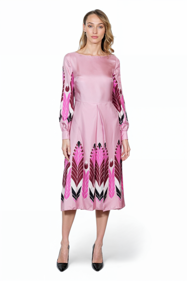Valentino Pink Geometric Midi Dress