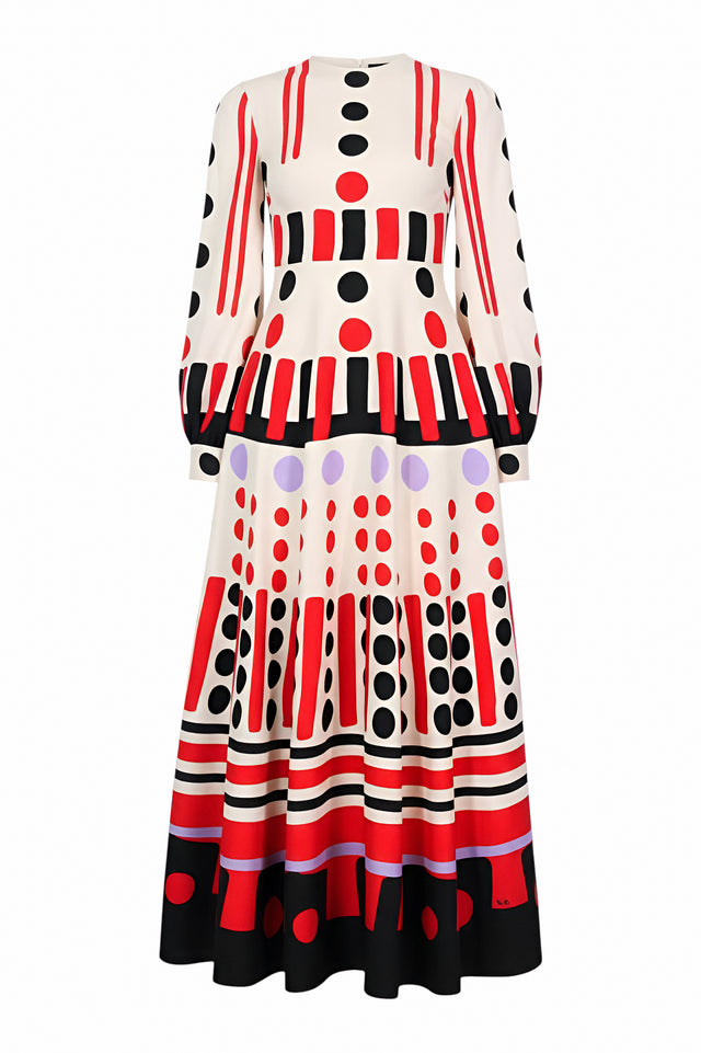 Valentino Geometric Print Midi Dress