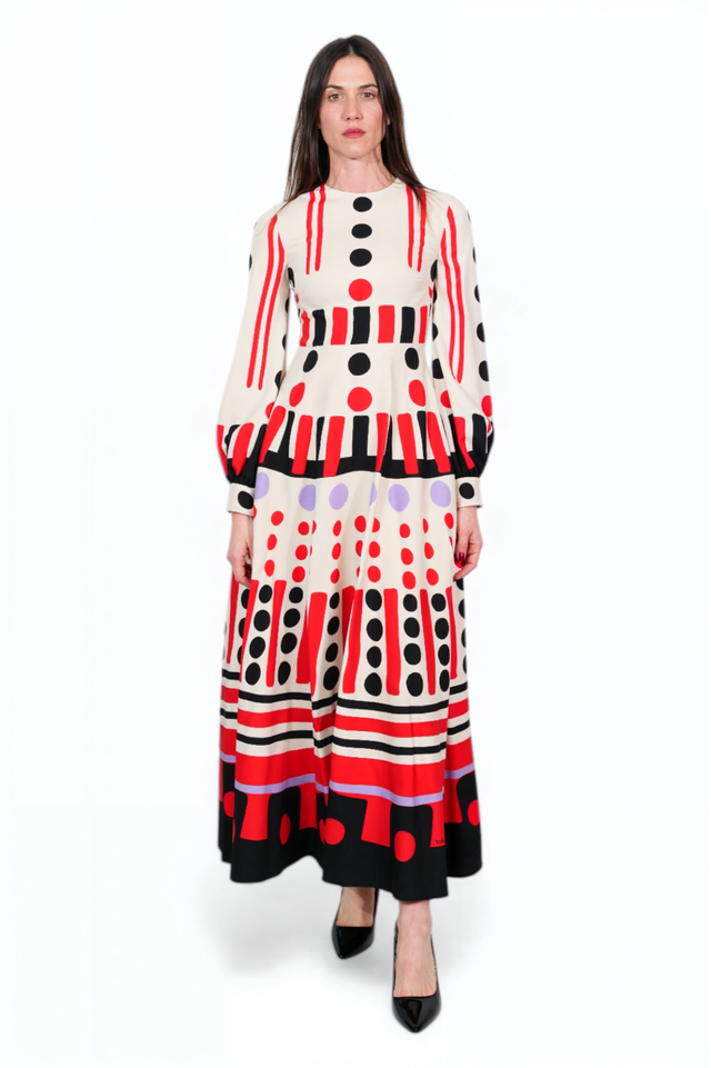 Valentino Geometric Print Midi Dress