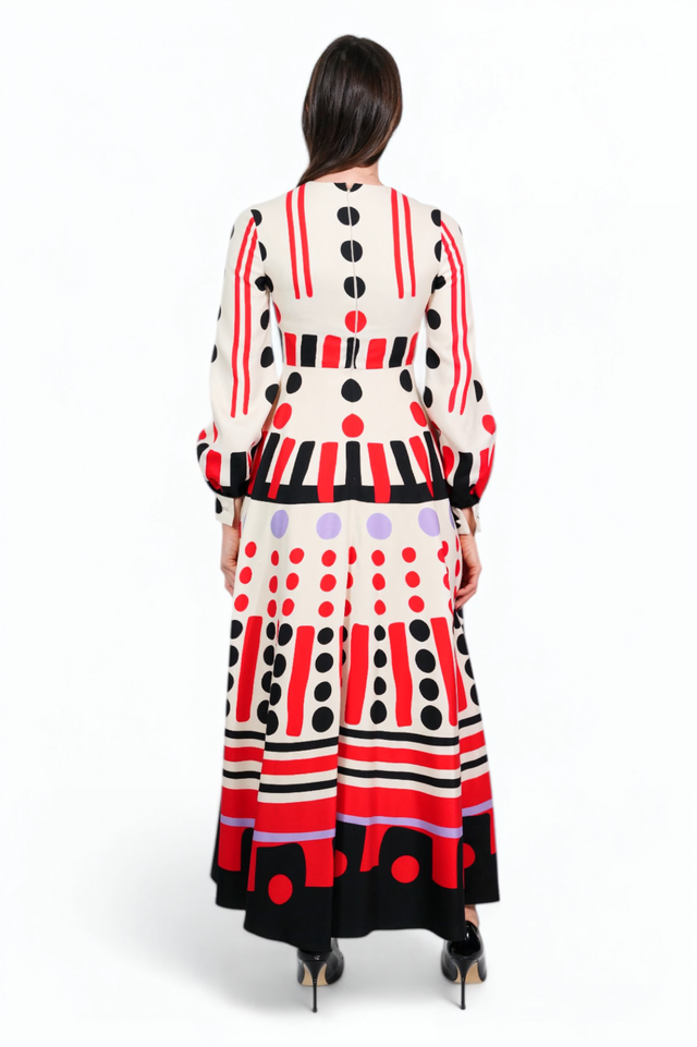 Valentino Geometric Print Midi Dress