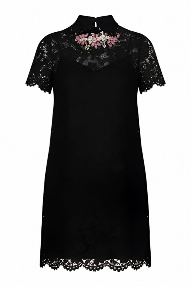 Valentino Embellished Lace Mini Dress