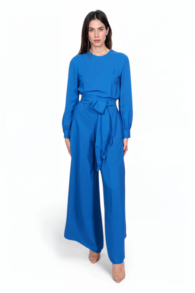 Valentino Wide-Leg Belted Jumpsuit