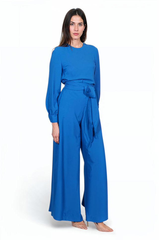 Valentino Wide-Leg Belted Jumpsuit