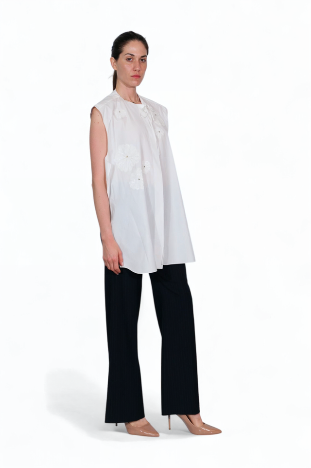 Valentino Garavani Embroidered Halter-Back Blouse