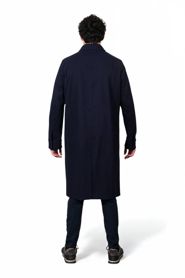 Valentino Men’s Navy Coat with Multicolor Artistic Front Panel