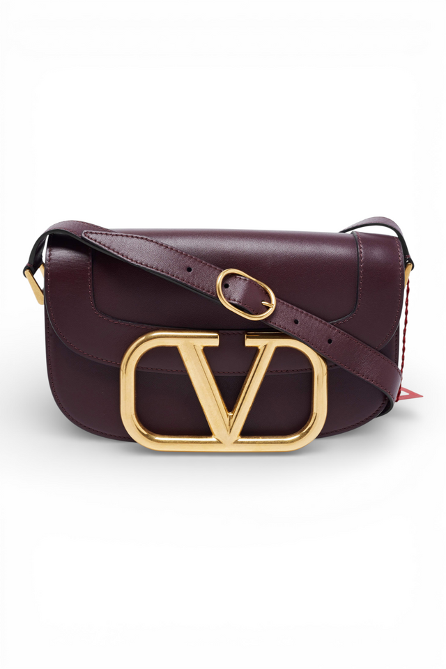 Valentino Garavani VLogo Signature Shoulder Bag – Burgundy Leather