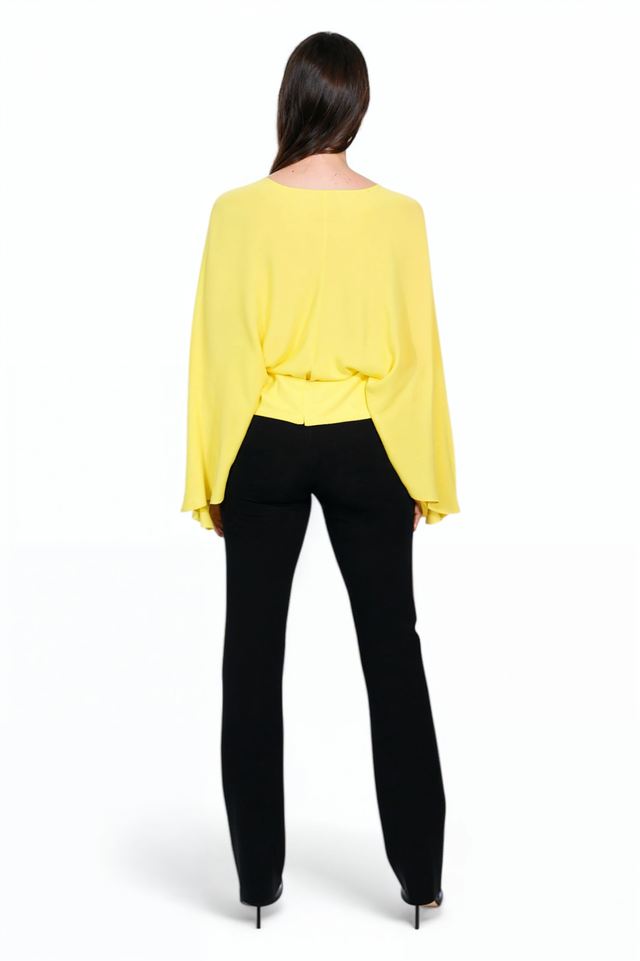 Valentino Draped Dolman Sleeve Top in Lemon Yellow