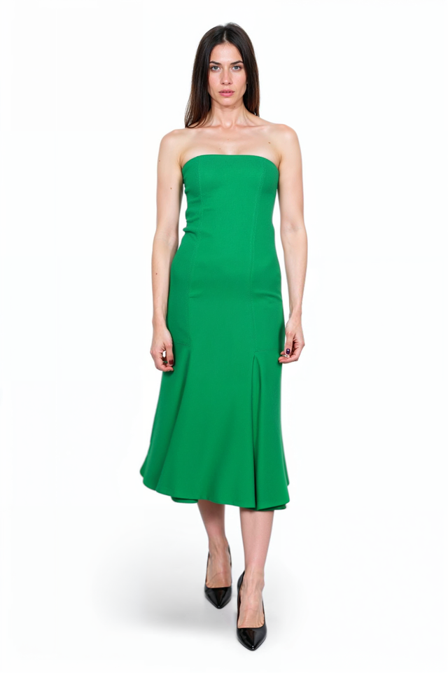 Valentino Strapless Green Midi Dress