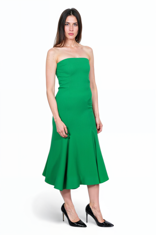 Valentino Strapless Green Midi Dress