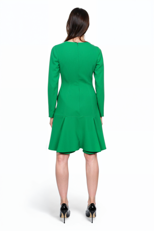 Valentino Long Sleeve V-Neck Flared Dress