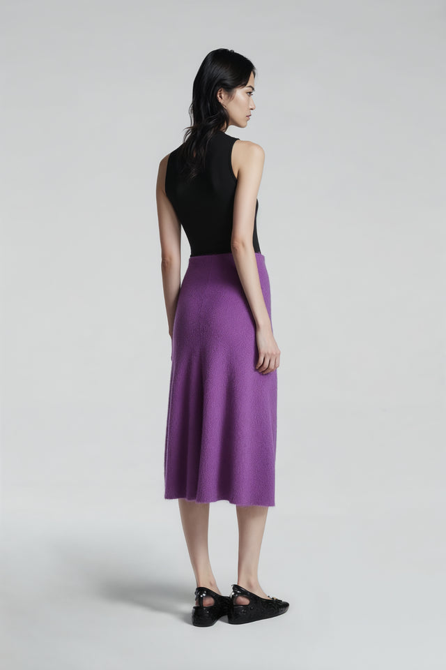 Valentino Textured A-Line Midi Skirt — Orchid Purple