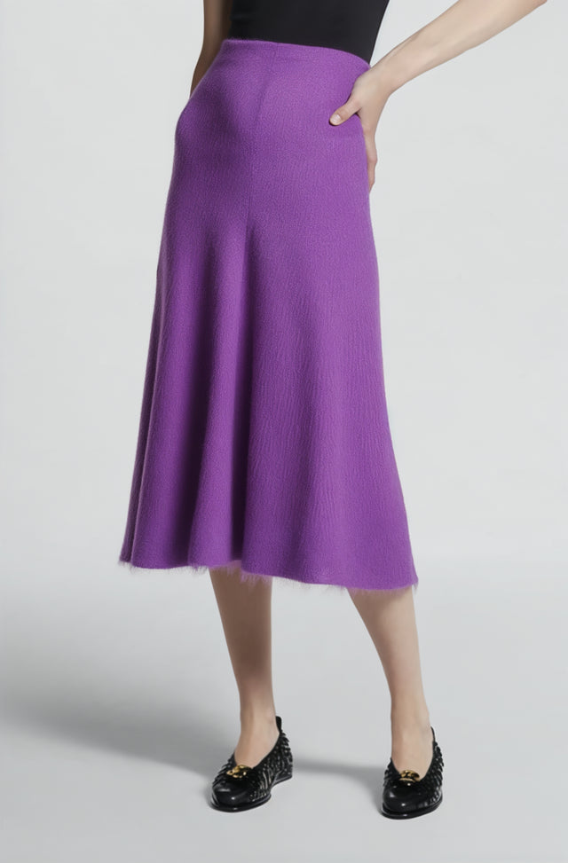 Valentino Textured A-Line Midi Skirt — Orchid Purple