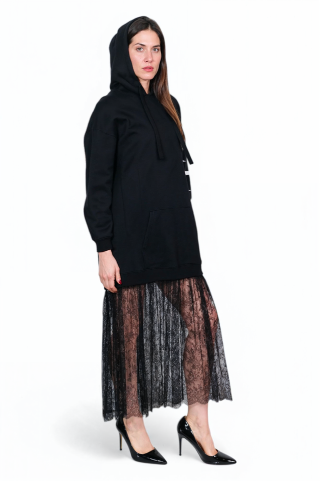 Valentino VLTN Oversized Hoodie with Lace Skirt Detail