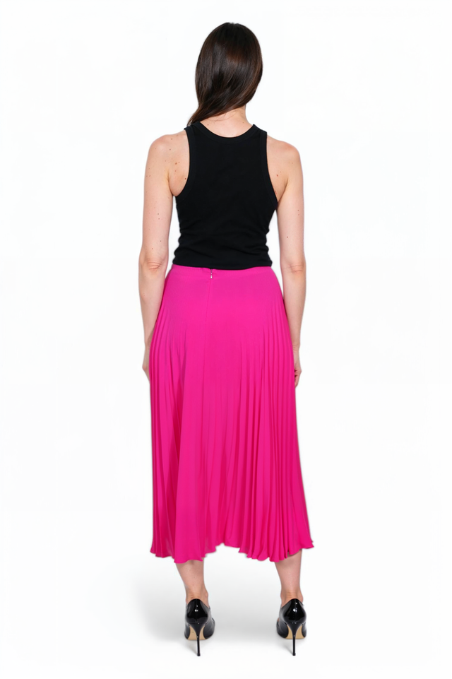 Valentino Fuchsia Pleated Midi Skirt