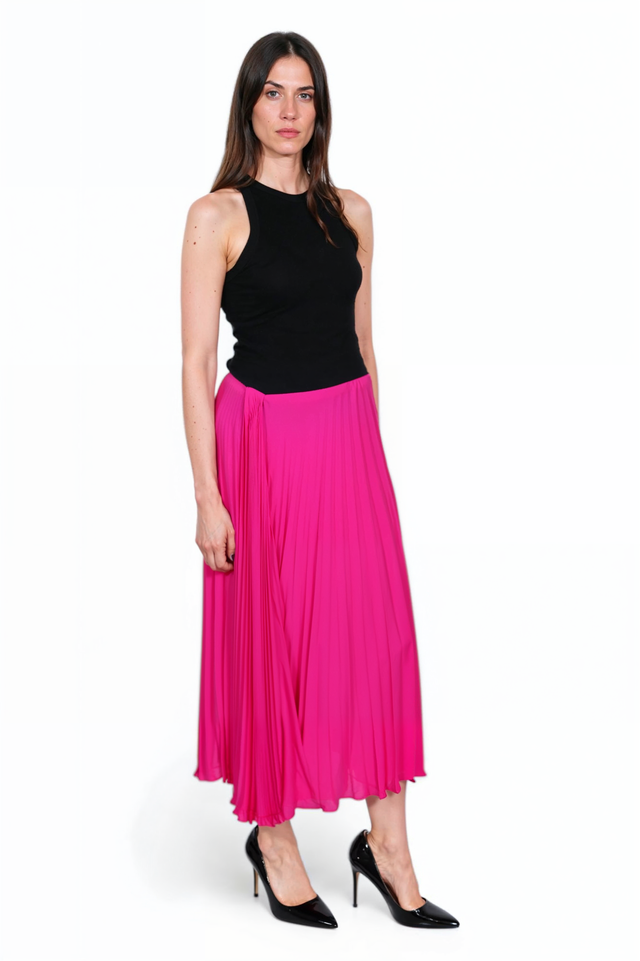 Valentino Fuchsia Pleated Midi Skirt