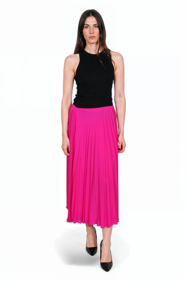 Valentino Fuchsia Pleated Midi Skirt