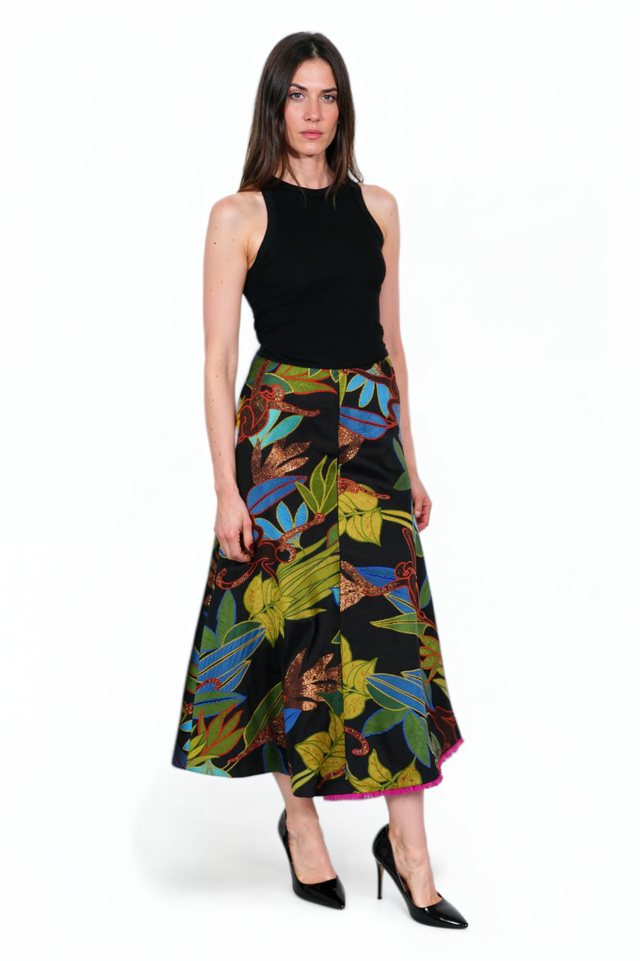 Valentino Jungle Jacquard A-Line Skirt