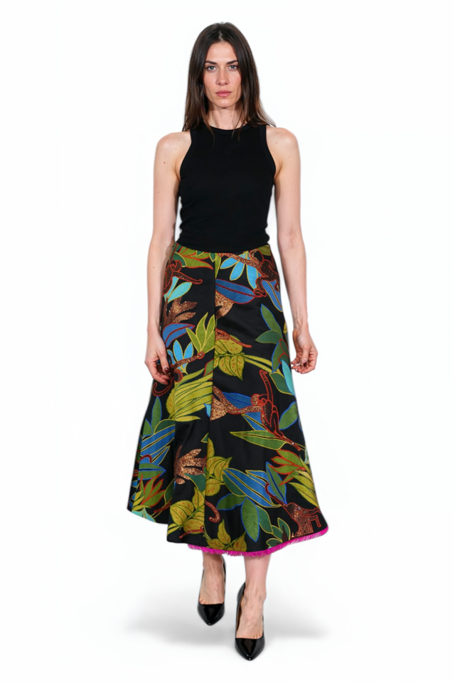 Valentino Jungle Jacquard A-Line Skirt