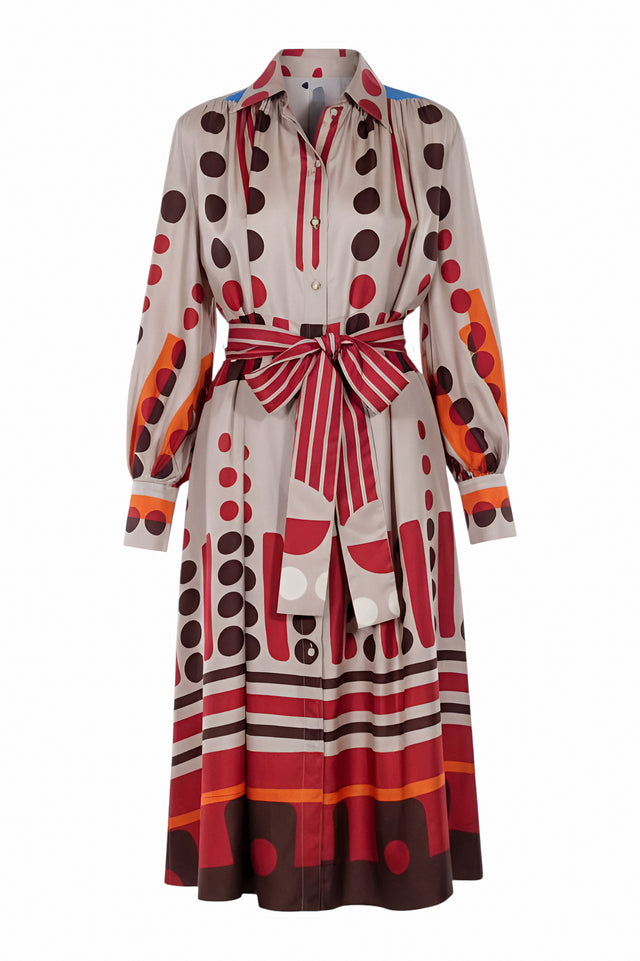 Valentino Printed Belted Shirt Dress