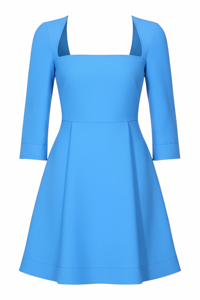 Valentino Azure Blue Square-Neck Mini Dress