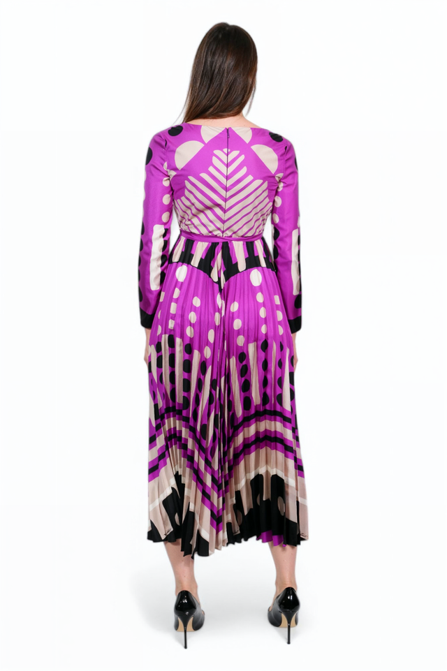 Valentino Purple Geometric Wrap Dress