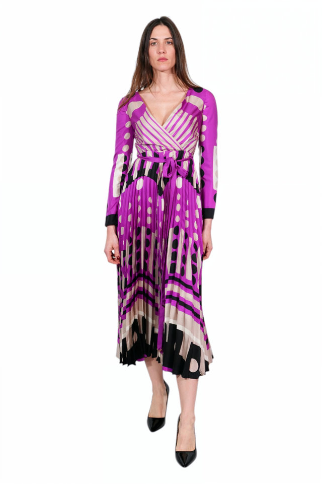 Valentino Purple Geometric Wrap Dress