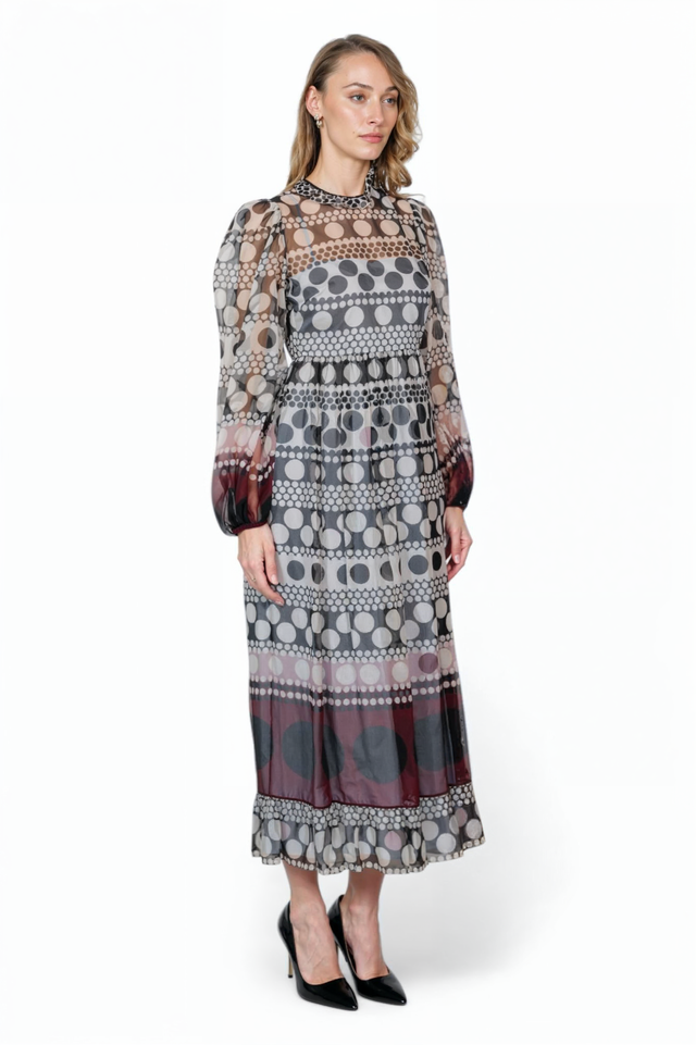 Valentino Sheer Printed Midi Dress