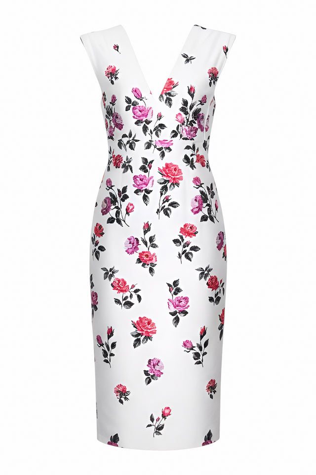Valentino Sleeveless Floral Sheath Dress
