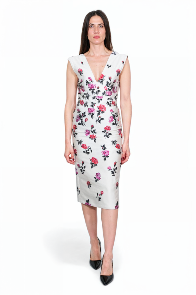 Valentino Sleeveless Floral Sheath Dress