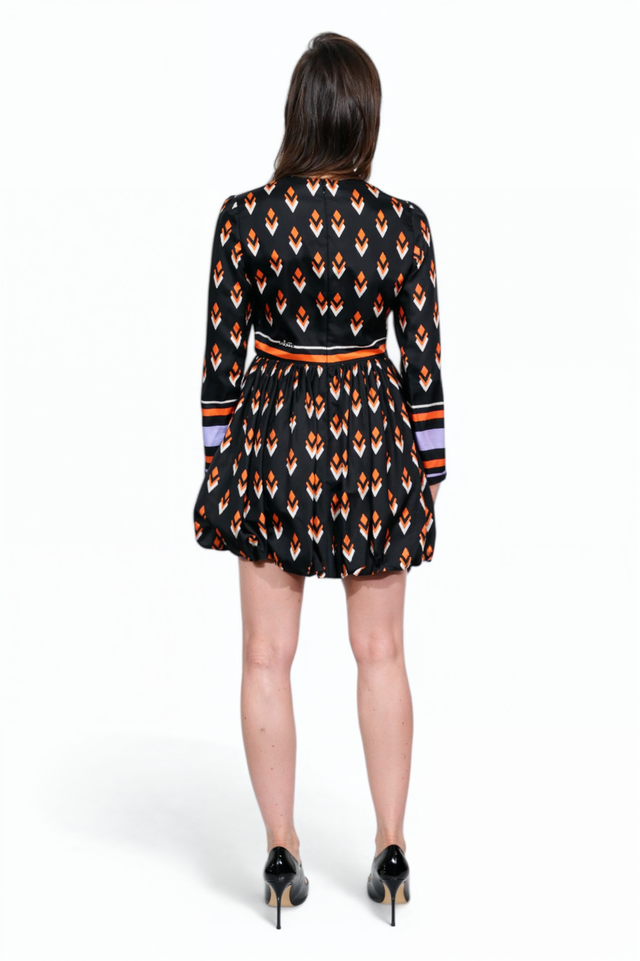 Valentino Graphic Print Long Sleeve Mini Dress