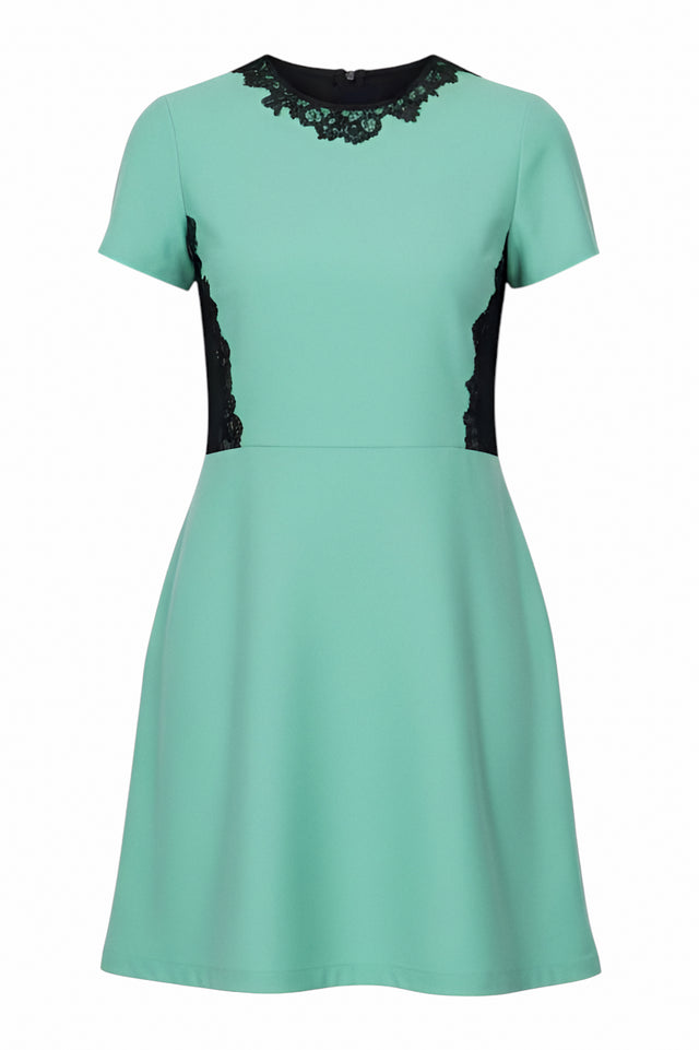 Valentino Crepe Dress with Black Lace Insets