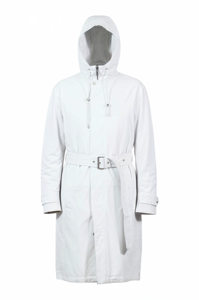 Valentino Men’s White Belted Hooded Coat