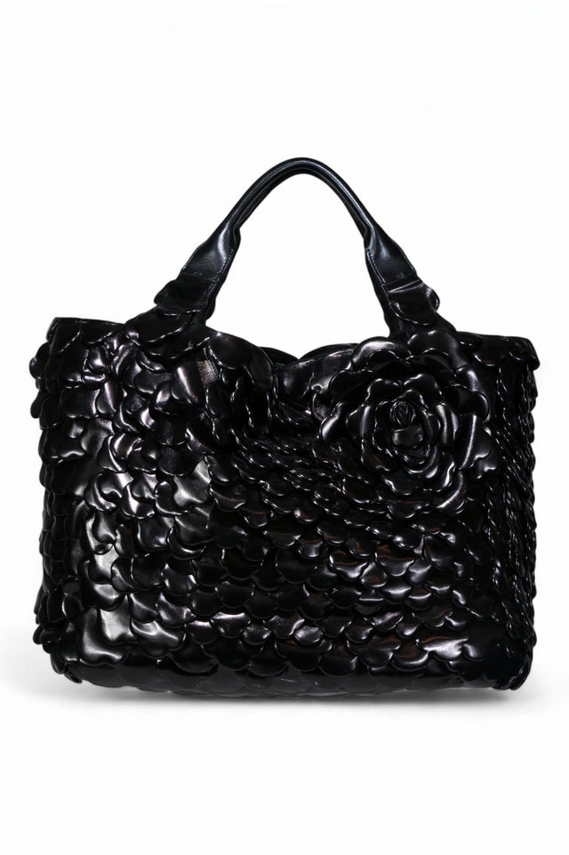 Valentino Garavani 3D Rose Petal Leather Tote Bag with Shoulder Strap