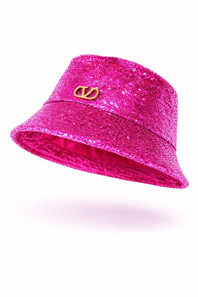 Valentino Garavani Pink Sequin Bucket Hat
