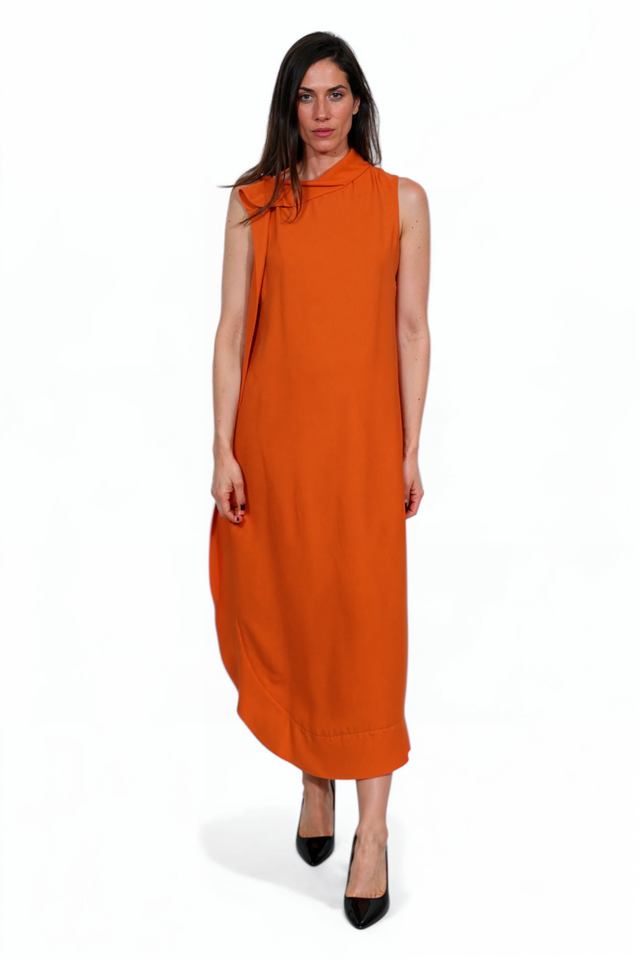 Valentino Sleeveless Draped Neckline Maxi Dress