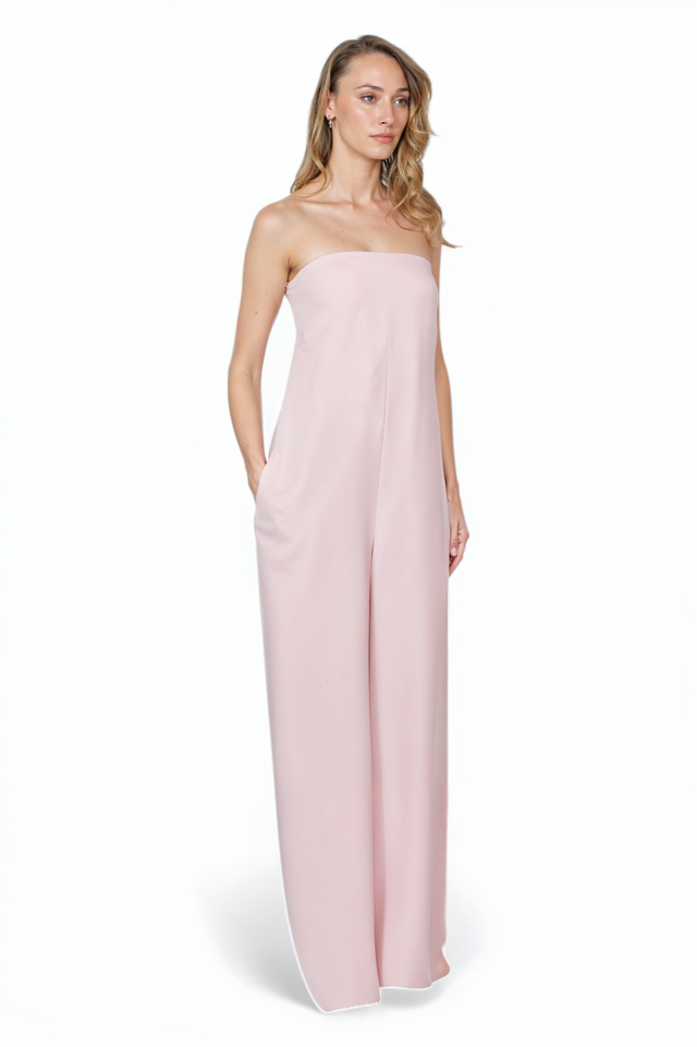 Valentino Blush Pink Strapless Wide-Leg Jumpsuit