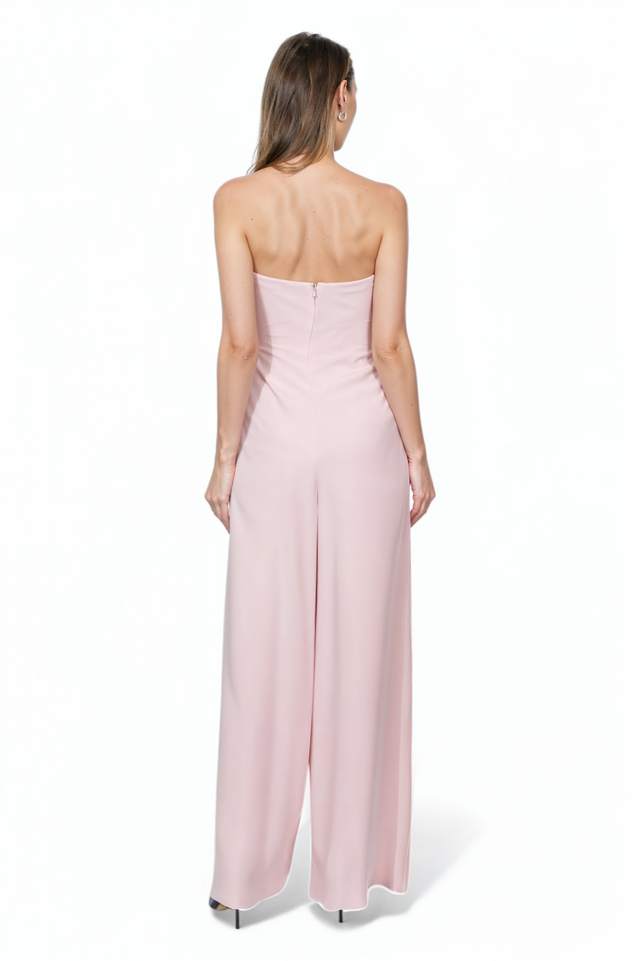 Valentino Blush Pink Strapless Wide-Leg Jumpsuit