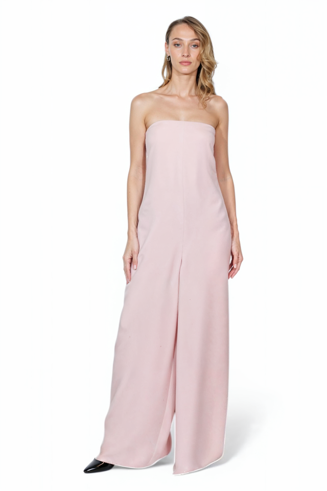 Valentino Blush Pink Strapless Wide-Leg Jumpsuit