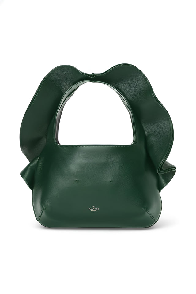 Valentino Garavani Ruffled Leather Hobo Bag