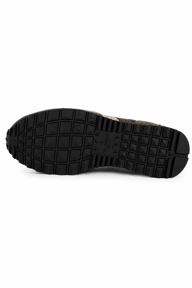 Valentino Garavani Camouflage Mesh Runner Sneakers in Olive Green