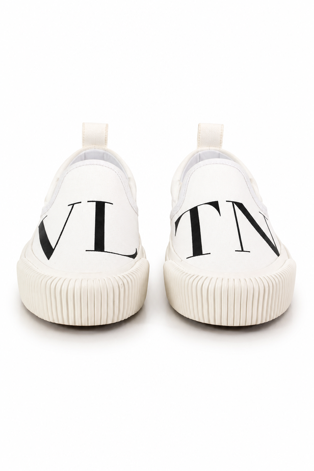 Valentino Garavani VLTN Canvas Slip-On Sneakers – Black & White