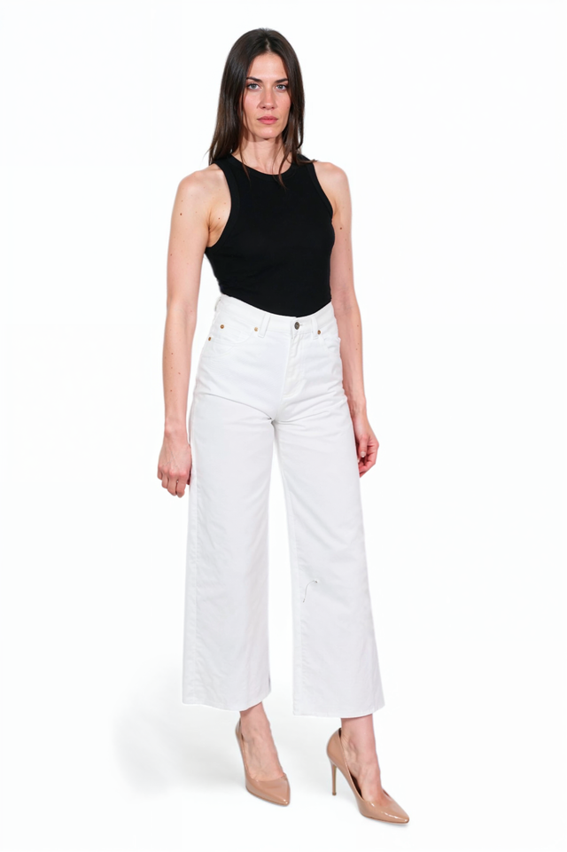 Valentino High-Waisted White Wide-Leg Jeans