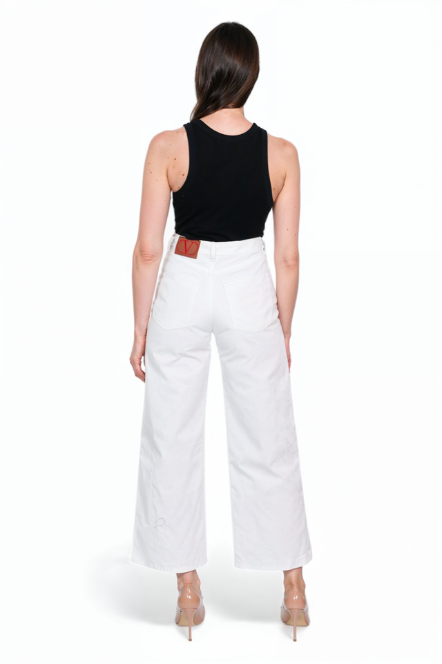 Valentino High-Waisted White Wide-Leg Jeans