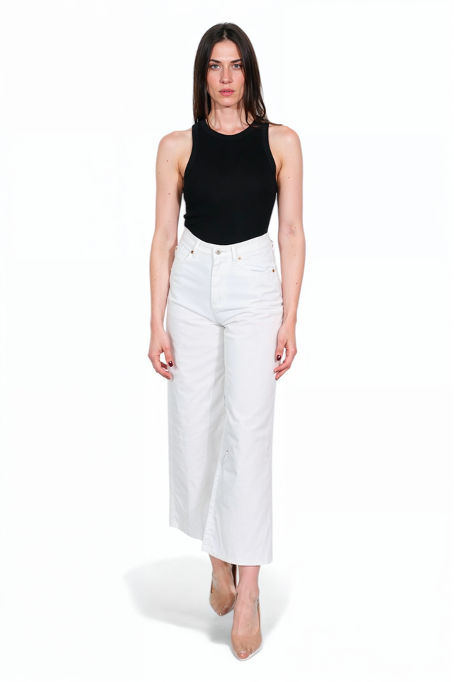 Valentino High-Waisted White Wide-Leg Jeans
