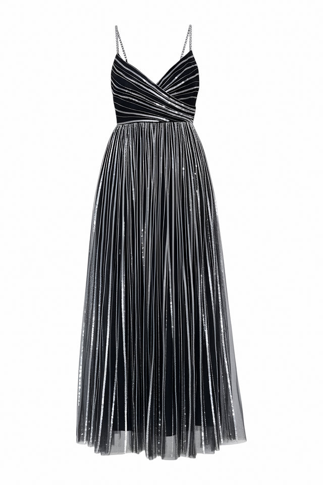 Valentino Metallic Striped Evening Gown
