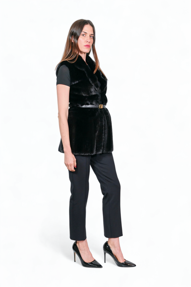 Valentino Mink Fur Vest with VLogo Belt