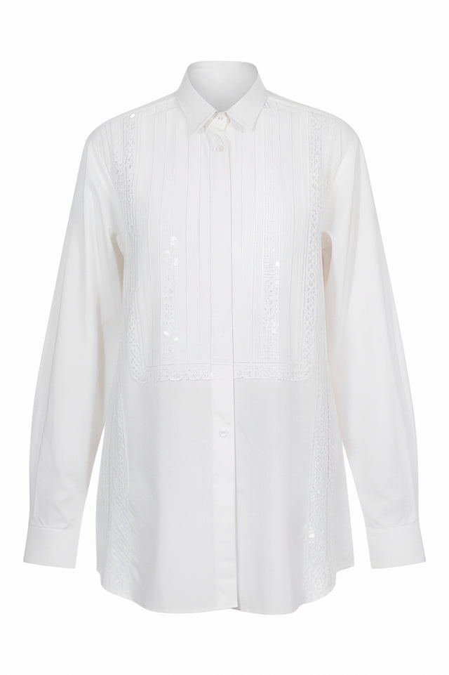 Valentino Embroidered Poplin Tunic Shirt