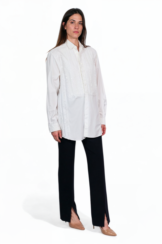 Valentino Embroidered Poplin Tunic Shirt