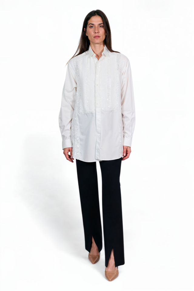 Valentino Embroidered Poplin Tunic Shirt