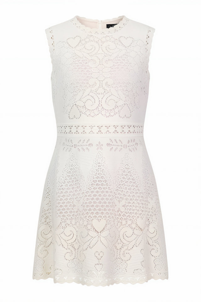 Valentino White Lace Sleeveless Mini Dress